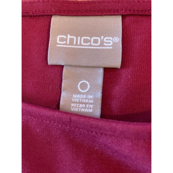 Chico’s Size 0 /Size XS Top Blouse Wine Jersey Knit Fairy Sparkle Excellent Cond - Picture 2 of 9